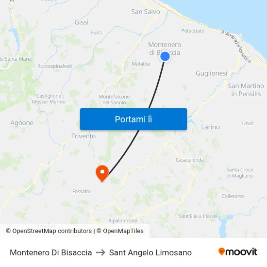 Montenero Di Bisaccia to Sant Angelo Limosano map