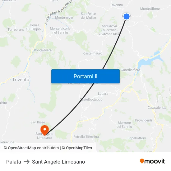 Palata to Sant Angelo Limosano map