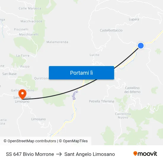 SS 647 Bivio Morrone to Sant Angelo Limosano map