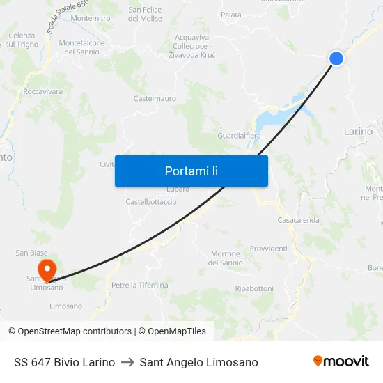 SS 647 Bivio Larino to Sant Angelo Limosano map
