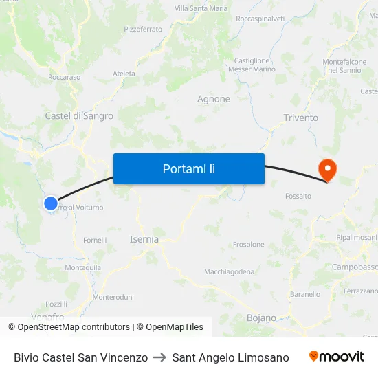 Bivio Castel San Vincenzo to Sant Angelo Limosano map