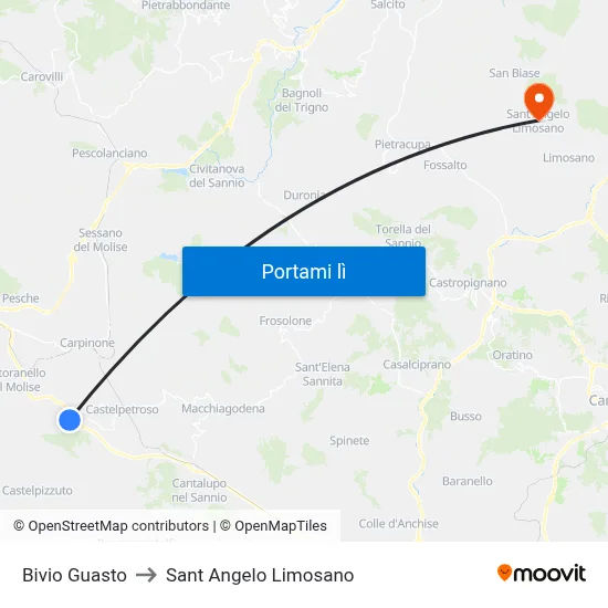 Bivio Guasto to Sant Angelo Limosano map