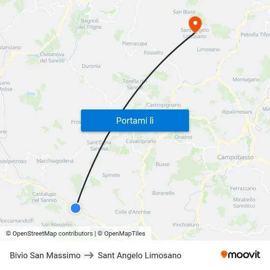 Bivio San Massimo to Sant Angelo Limosano map