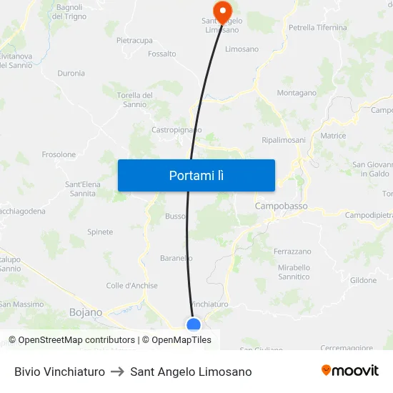 Bivio Vinchiaturo to Sant Angelo Limosano map