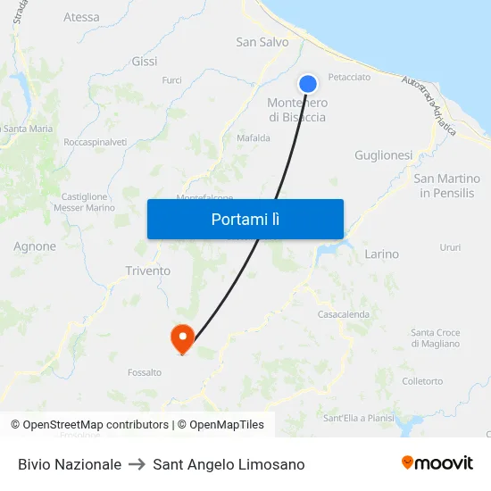 Bivio Nazionale to Sant Angelo Limosano map