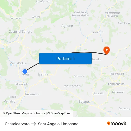 Castelcervaro to Sant Angelo Limosano map