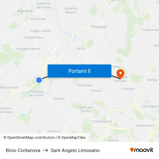 Bivio Civitanova to Sant Angelo Limosano map