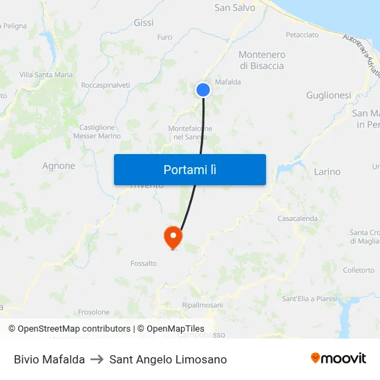 Bivio Mafalda to Sant Angelo Limosano map