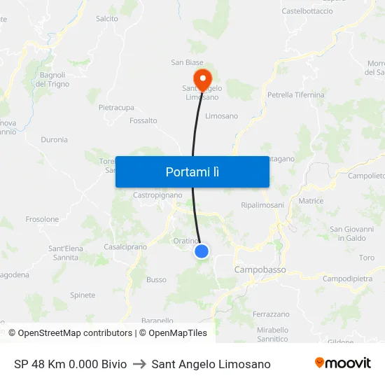 SP 48 Km 0.000 Bivio to Sant Angelo Limosano map