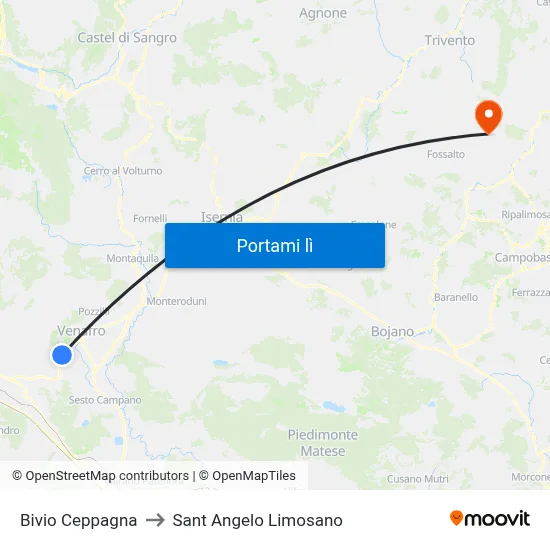 Bivio Ceppagna to Sant Angelo Limosano map