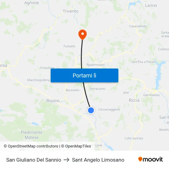San Giuliano Del Sannio to Sant Angelo Limosano map