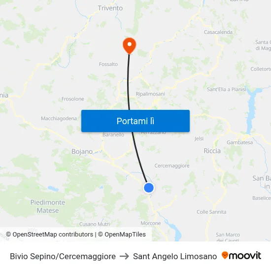 Bivio Sepino/Cercemaggiore to Sant Angelo Limosano map