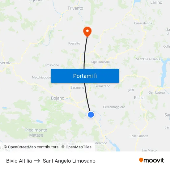 Bivio Altilia to Sant Angelo Limosano map