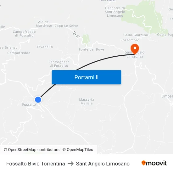 Fossalto Bivio Torrentina to Sant Angelo Limosano map