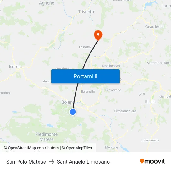 San Polo Matese to Sant Angelo Limosano map