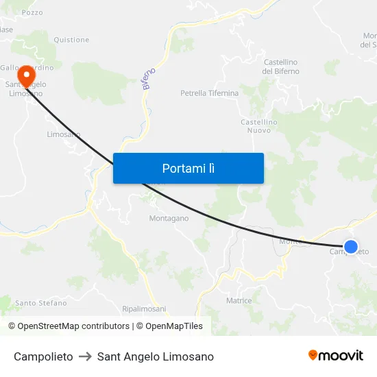Campolieto to Sant Angelo Limosano map