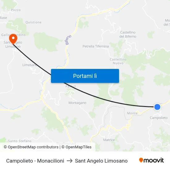 Campolieto - Monacilioni to Sant Angelo Limosano map