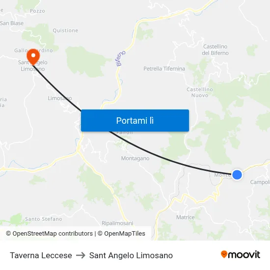 Taverna Leccese to Sant Angelo Limosano map