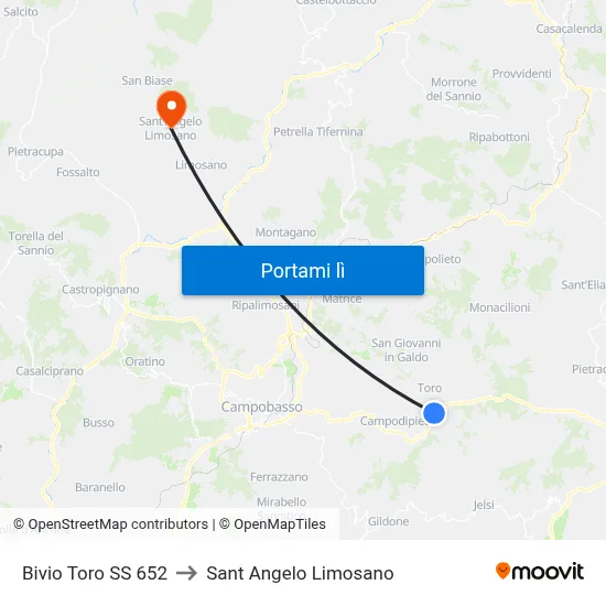 Bivio Toro SS 652 to Sant Angelo Limosano map