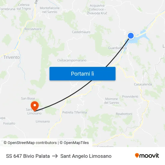 SS 647 Bivio Palata to Sant Angelo Limosano map