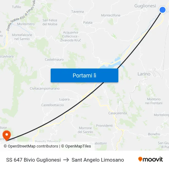 SS 647 Bivio Guglionesi to Sant Angelo Limosano map