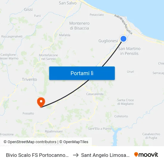 Bivio Scalo FS Portocannone to Sant Angelo Limosano map