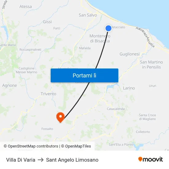Villa Di Varia to Sant Angelo Limosano map