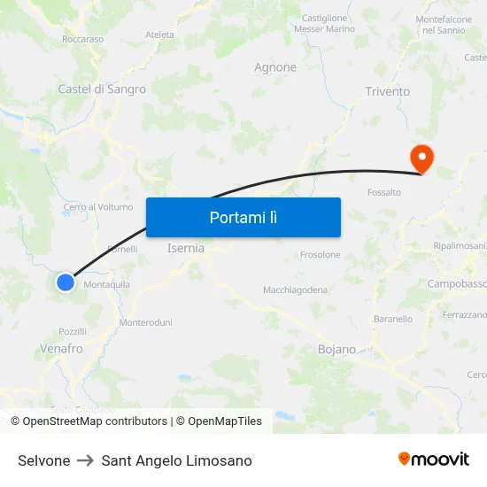 Selvone to Sant Angelo Limosano map