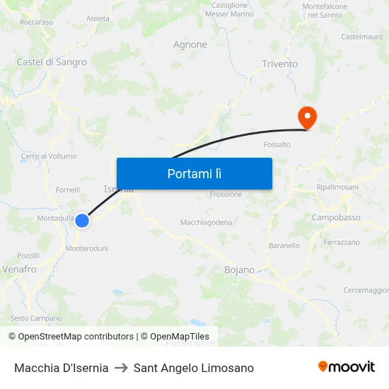 Macchia D'Isernia to Sant Angelo Limosano map