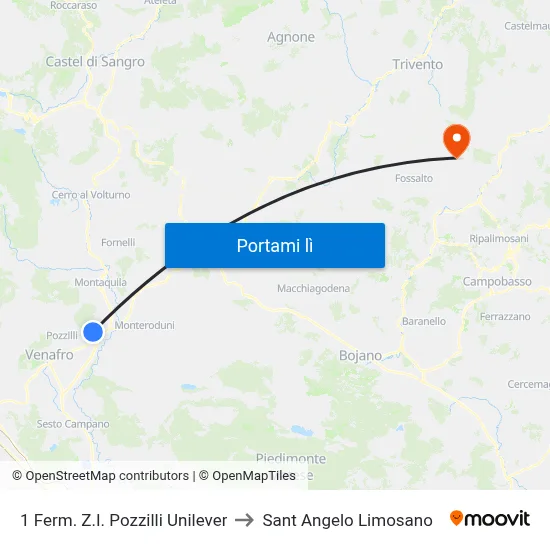 1 Ferm. Z.I. Pozzilli Unilever to Sant Angelo Limosano map