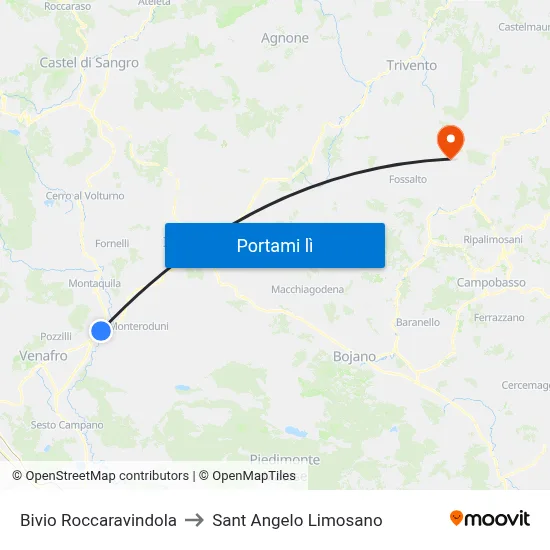Bivio Roccaravindola to Sant Angelo Limosano map