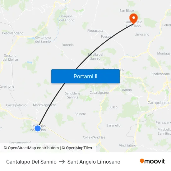 Cantalupo Del Sannio to Sant Angelo Limosano map