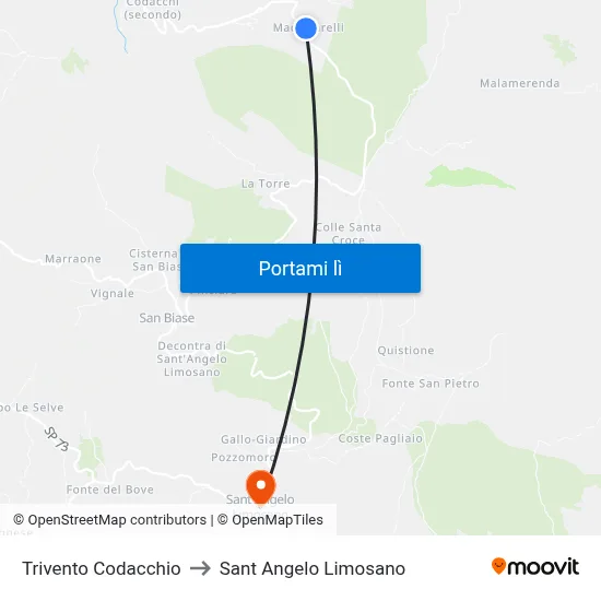 Trivento Codacchio to Sant Angelo Limosano map