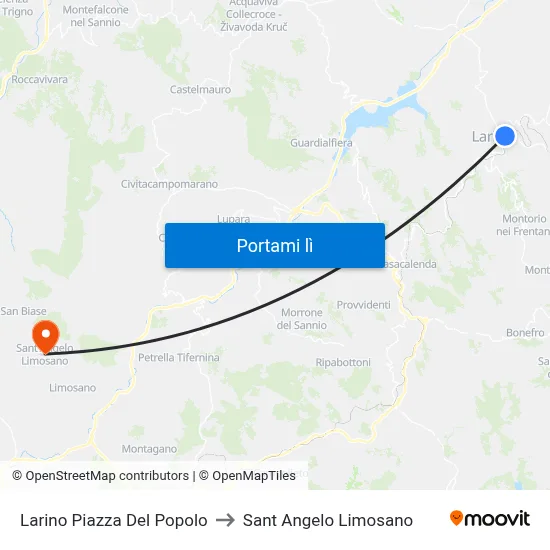Larino Piazza Del Popolo to Sant Angelo Limosano map