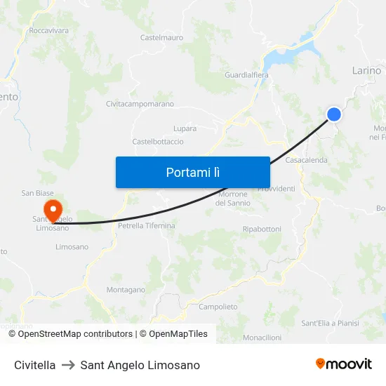 Civitella to Sant Angelo Limosano map
