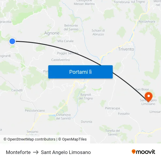 Monteforte to Sant Angelo Limosano map