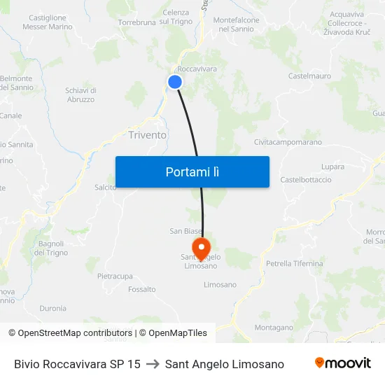Bivio Roccavivara SP 15 to Sant Angelo Limosano map