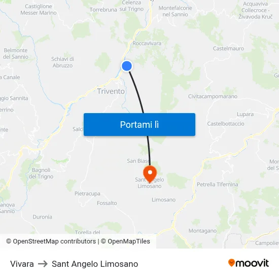 Vivara to Sant Angelo Limosano map