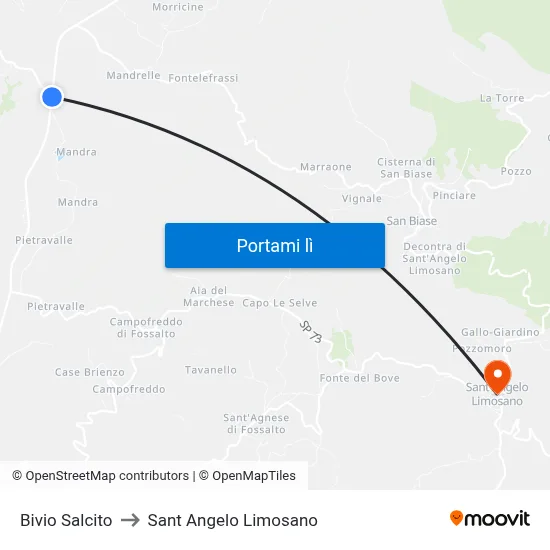 Bivio Salcito to Sant Angelo Limosano map