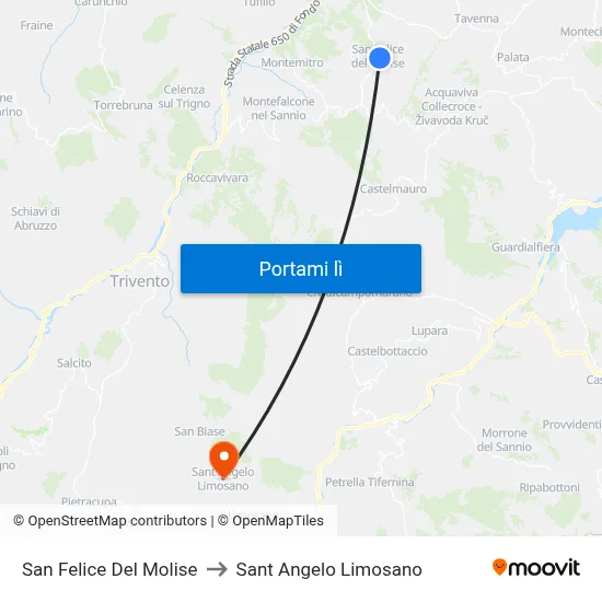 San Felice Del Molise to Sant Angelo Limosano map