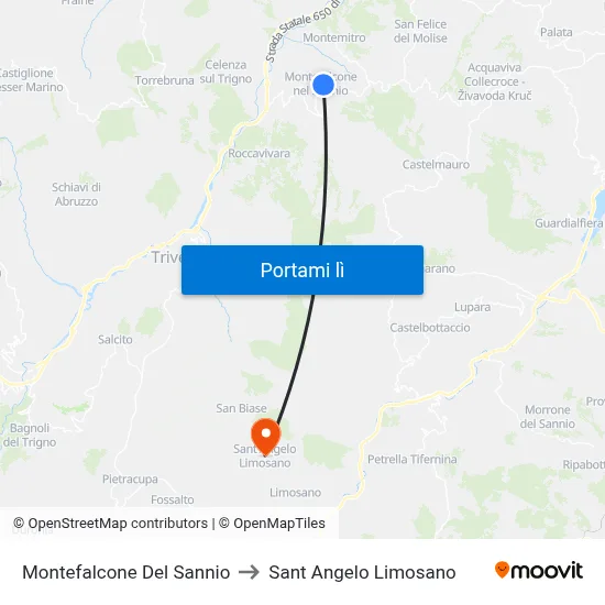 Montefalcone Del Sannio to Sant Angelo Limosano map