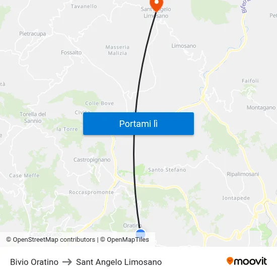 Bivio Oratino to Sant Angelo Limosano map