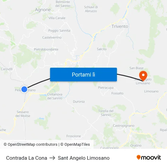 Contrada La Cona to Sant Angelo Limosano map