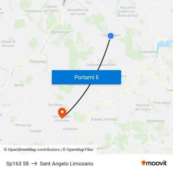 Sp163 58 to Sant Angelo Limosano map