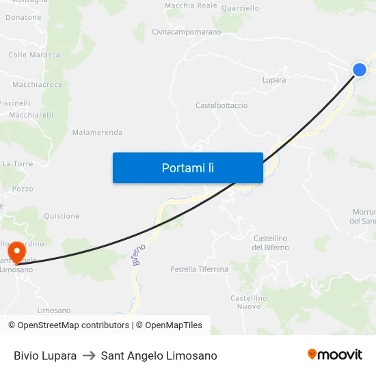 Bivio Lupara to Sant Angelo Limosano map