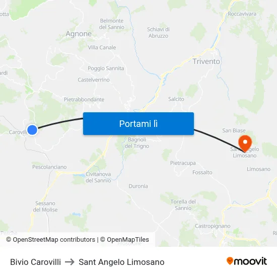 Bivio Carovilli to Sant Angelo Limosano map