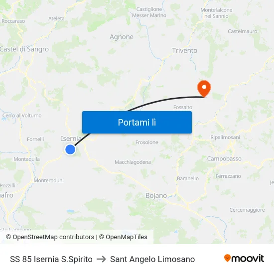 SS 85 Isernia S.Spirito to Sant Angelo Limosano map