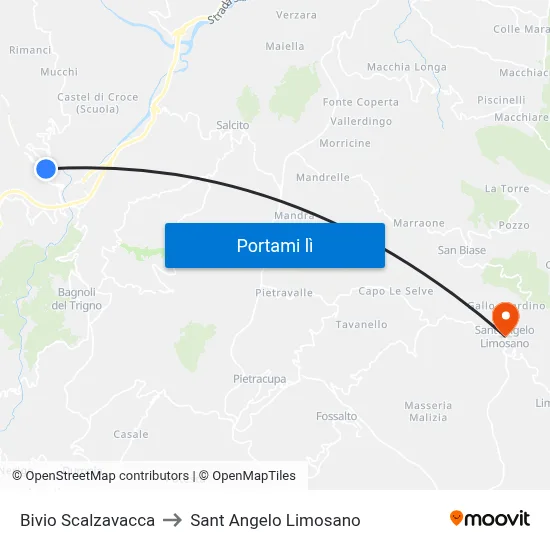 Bivio Scalzavacca to Sant Angelo Limosano map