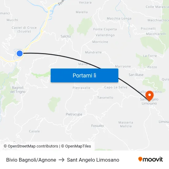 Bivio Bagnoli/Agnone to Sant Angelo Limosano map