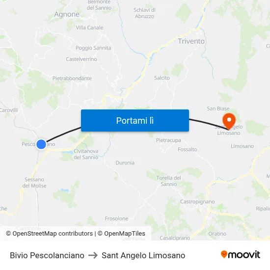 Bivio Pescolanciano to Sant Angelo Limosano map